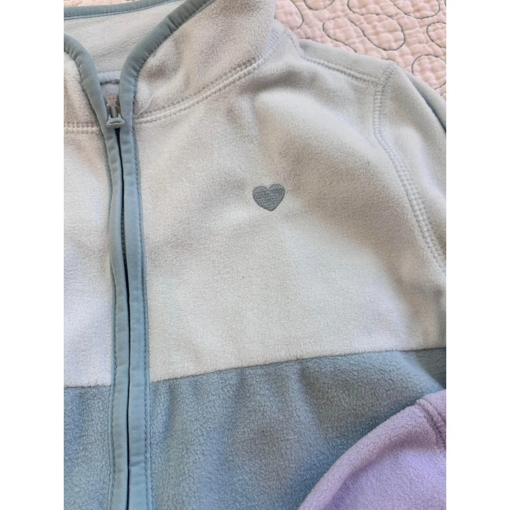 OshKosh B'gosh Girls Fleece Jacket 2 Pack Colorblock Heart Blue Purple Size 10